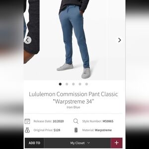 Lululemon Commisson Pant Classic *Warpstreme